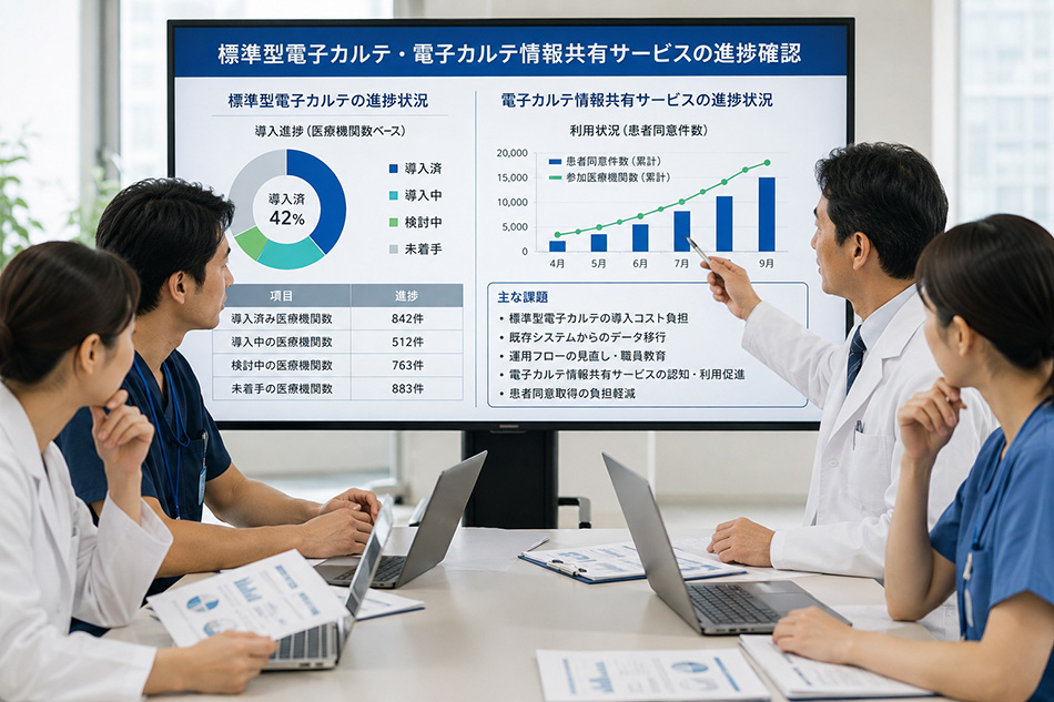 標準型電子カルテや電子カルテ情報共有サービスの進捗や課題を確認