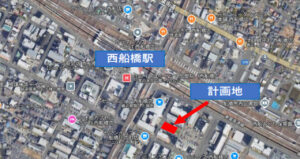 西船橋南口至近物件の計画地